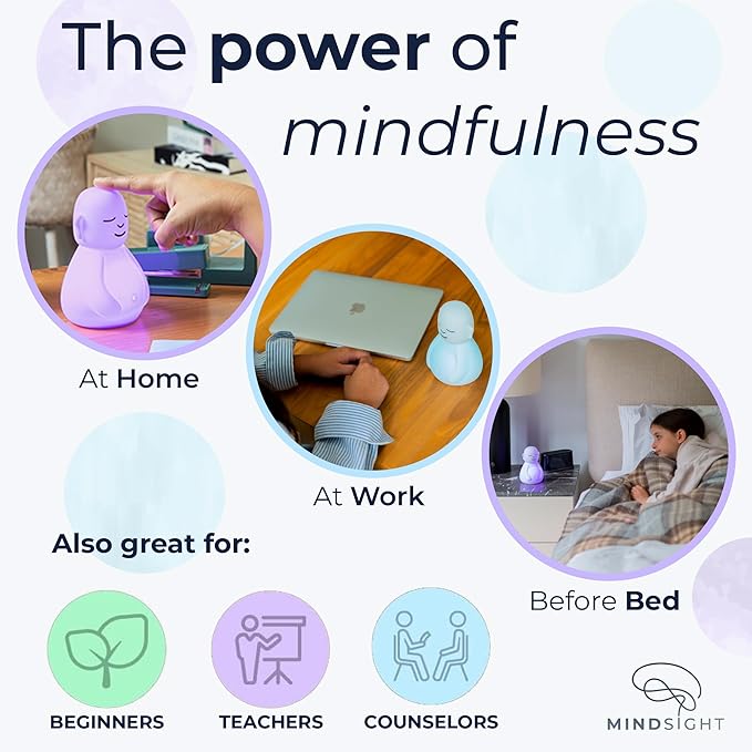 Mindsight 'Breathing Buddha' Guided Visual Meditation Tool for Mindfulness | Slow Your Breathing & Calm Your Mind for Stress & Anxiety Relief | Perfect for Adults & Kids | Relaxing Self Care Gift