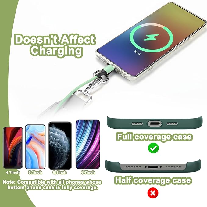 XANGNIER Clip and Go Strap for Phone with Wallet Crossbody, Phone Strap with Zippered Wallet, Adjustable Anti Theft Cellphone Lanyard for Women, Cellphone Chain Accessories,Multicolor 17