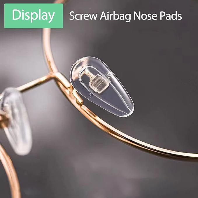 Eyeglasses Nose Pads, 5 Pairs Soft Silicone Air Chamber Glasses Nose Pads Replacement Kit, 3 in 1 Mini Screwdriver Glasses Repair Kit with Screws, Nose Piece/Nose Pads for Glasses Sunglasses