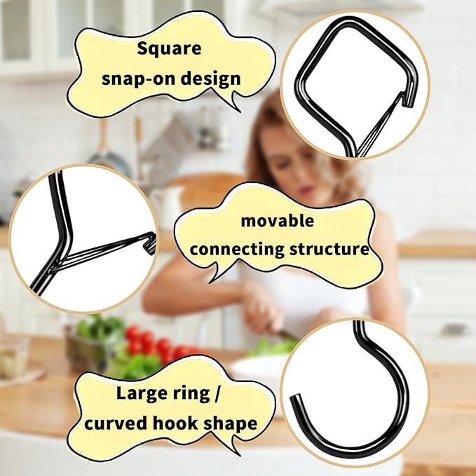 Heavy Duty S Hooks for Hanging with Lock, 4.72 Inch Metal Screw Hooks for Plants, Kitchen Utensils, Bags, Towels, and Outdoor Storage, Plant Hangers and Hanging Hooks (Black, 30 pcs)