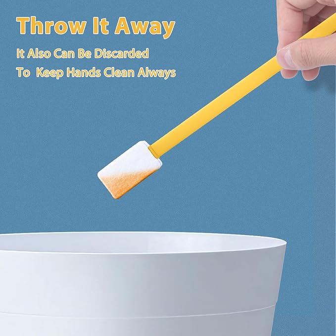 Lumkew 40pcs Crevice Cleaning Brush Tool, Disposable Toilet Brush for Toilet Seat Gaps, Crack and Crevice Cleaner Tool (Orange)