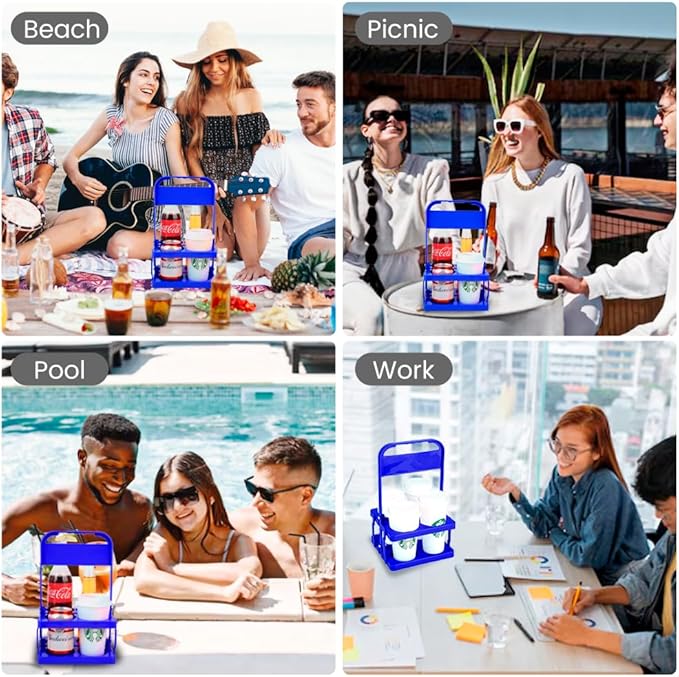 musbus Reusable Drink Carrier with Handle for Delivery Drivers, Portable Cup/Coffee Holder Accessories for Delivery, Foldable Drinks Caddy with Tray, Car Durable Plastic Festive Bottle, Vacation