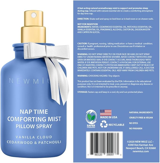 Pillow Spray Calming and Relaxing Pillow Linen Mist Vanilla Cedarwood Essential Oils Stress Relief Aromatherapy Sleep Bedtime Shower Spray Luxury Gift