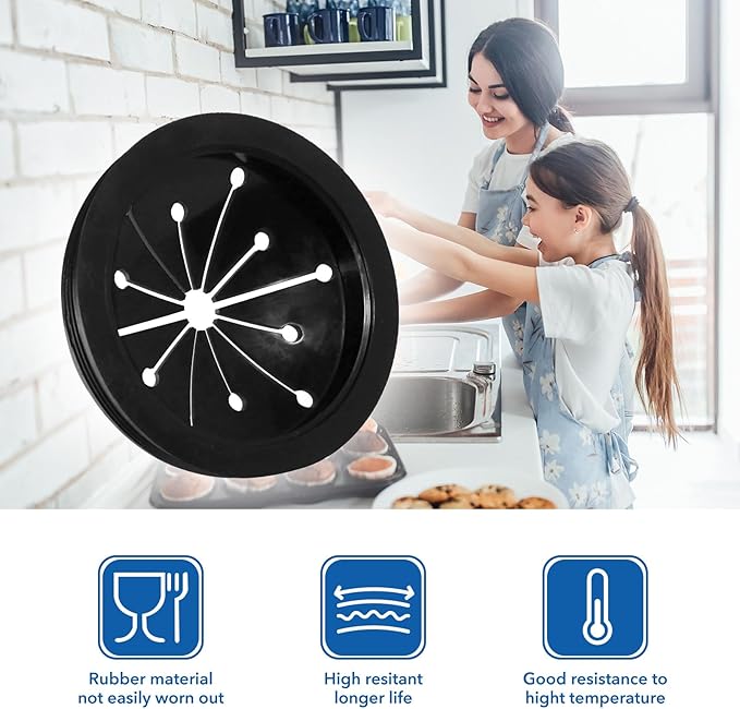 Kitchen Garbage Disposal Rubber Drain Insert,3pcs Garbage Disposal Cover,3 Inch Garbage Disposal Splash Guard,Disposal Splash Guard,Kitchen Sink Rubber Drain Guard, Black, FY616SCFJZ-1