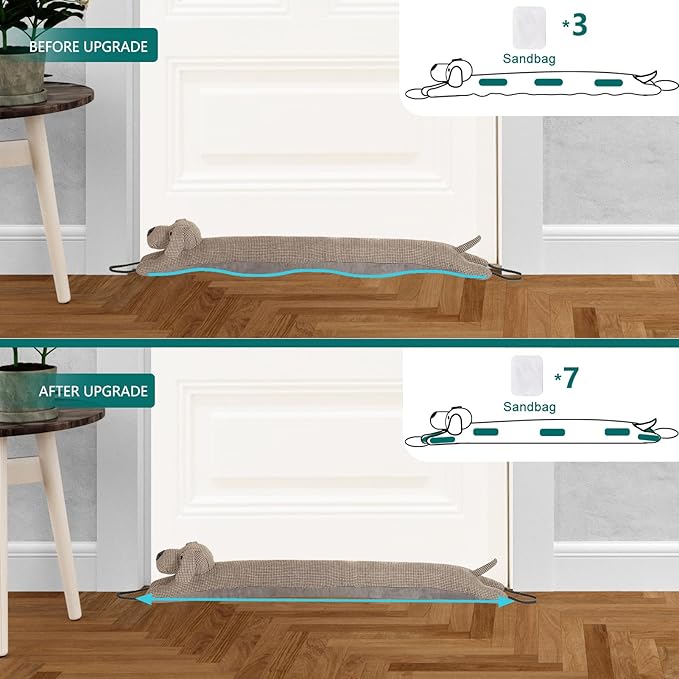 Marwood Under Door Draft Stopper Decorative Wind Stopper 36 inch for Door & Window, Weighted Animal Air Draft Stopper for Bottom of Door with Hanging Loops - Brown Dog