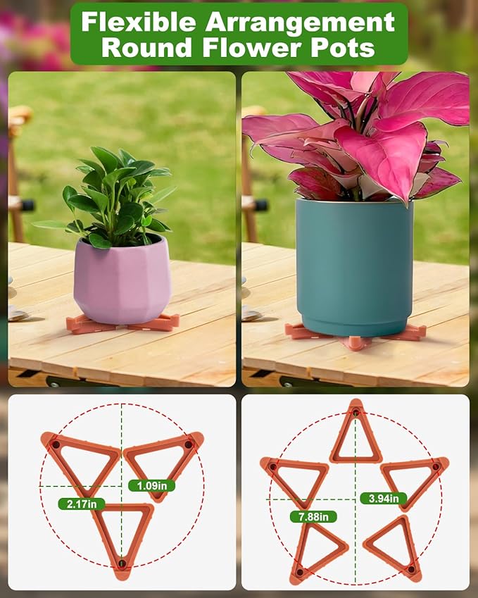 FantasyLife Pot Feet for Outdoor Planters, Invisible Breathable Plant Risers, Moisture-Proof Pot Stands Toes Lifters for Heavy Plants, Stackable Planter Feet for Indoor Outdoor (16pc Orange, Small)