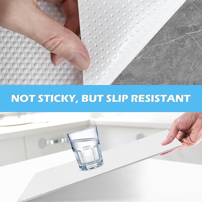 MooiFun Drawer Liners, Waterproof Shelf Liner, Anti-Slip Non-Adhesive BPA Free Kitchen Cupboard Cabinet Liner Refrigerator Fridge Mats Sink Protector Strong Durable for Home (White/11.8in x 20Ft)