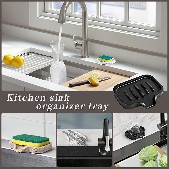 AUGFRYZIAN Self-Draining Soap Dish - Bar Soap Holder for Shower, Large Soap Savers Soap Tray Sponge Holder for Kitchen Bathroom Bathtub Sink, Linen