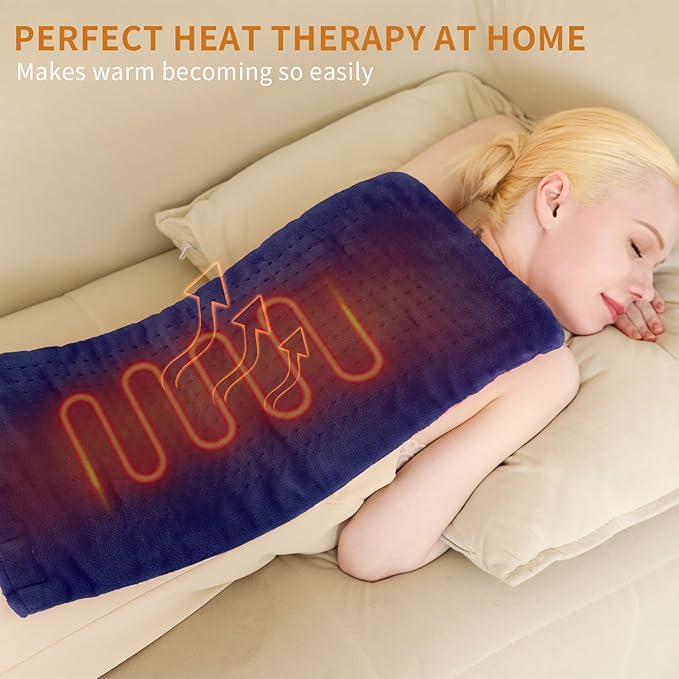 Heating Pad for Neck and Shoulders and Back, Shoulder Heating Pad for Pain Relief with Dry&Moist Heat Therapy, Auto-Off, 9ft Extra Long Wire,Gifts for Mom Women,Dark Blue, 17"*33" (Dark Blue)