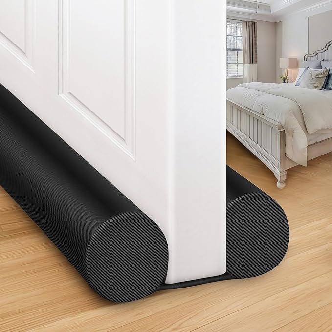 MAXTID Door Draft Stopper for Bottom of Doors Noise Blocker Large Door Sweep Under Door Light Blocker Adjustable 34" Black