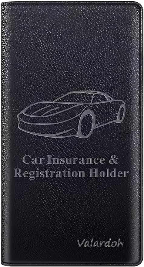 Valardoh Premium Car Registration and Insurance Card Holder, Car Document Holder for Cards, Driver License & other Essential Documents (Black)