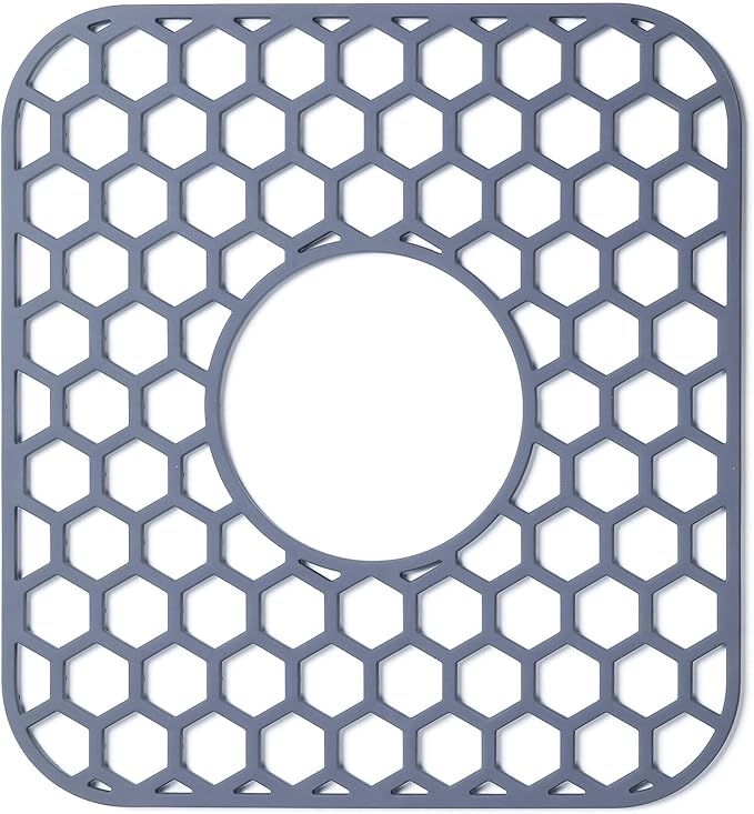 Silicone Sink Protectors for Kitchen Sink with Center Drain - 12" x 11" Kitchen Grid Accessory, Non-Slip Heat-Resistant Mat for Bottom of Porcelain Stainless Steel, Dishwasher Safe