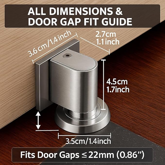 Door Stopper for Bottom of Door, Invisible Magnetic Door Stop No Drill, 2026 New Heavy Duty Door Holder to Keep Doors Open, Rust-Proof Floor or Wall Mount Door Wedge Stopper (Black)