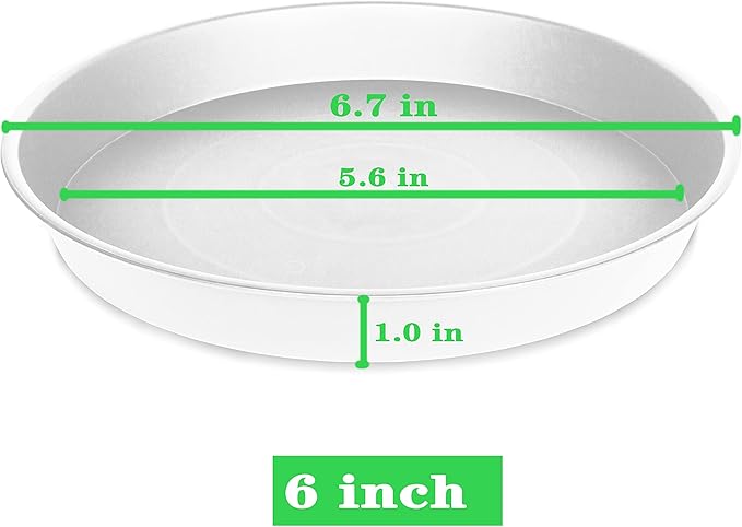 Bleuhome 6 Pack Plastic White Plant Saucers for Potted Plants, 4 5 6 7 8 9 10 11 12 14 inch, Flower Pot Water Trays for Indoor Outdoor Ceramic or Plastic, Plant Containers Indoor (6", Creamy White)