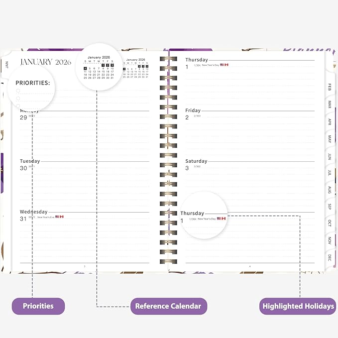 2026 Planner, Weekly and Monthly Calendar Academic Planner, Jan 2026 - Dec 2026, Planning Agenda Book for Desk Accessories and School Supplies - A5 (6.3'' x 8.5'')