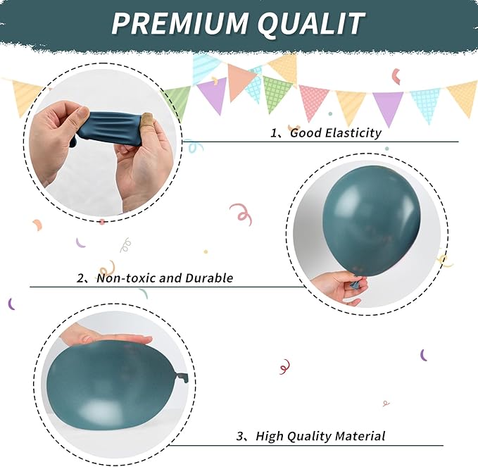 Dusty Blue Green Balloon, Sage Green and Retro Blue Balloons, Sand White Metallic Gold Sea Balloons for Women Men Boho Birthday Wedding Baby Shower Jungle Safari Wild Party Decorations