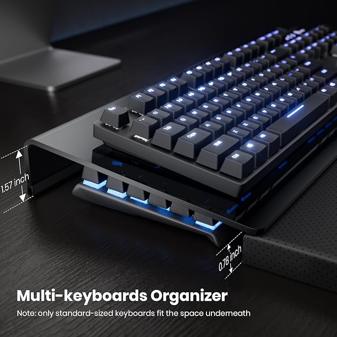 Computer Keyboard Stand Acrylic Tilted Keyboard Holder for Easy Ergonomic Typing&Working,Yikola 3-Level Height Adjustment Keyboard Riser with Wrist Rest for Keyboard,Keyboard Storage for Office-Black