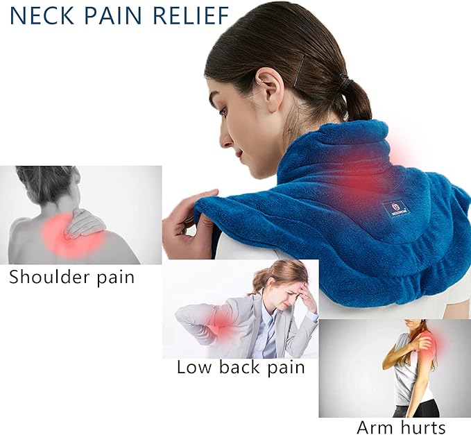 Microwavable Heat Pad for Neck and Shoulders, Weighted Microwave Moist Heating Wrap for Pain Relief Sore Muscle Stress Tension, Heated Wrap with Aromatherapy, Hot & Cold Compress, Grey