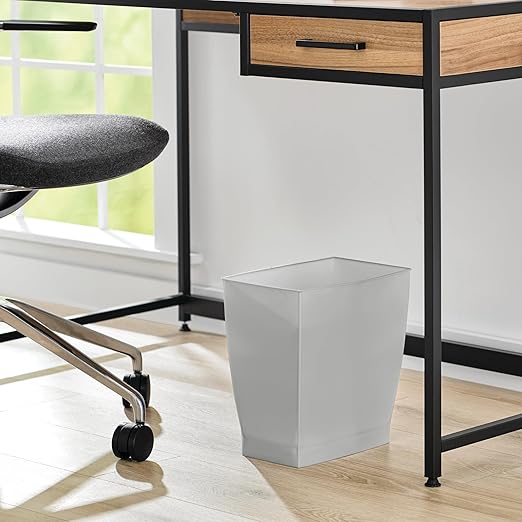 iDesign Small Plastic Bathroom Trash Can, Slim Rectangle Garbage Bin for Bedroom, Office, Dorm, Gray