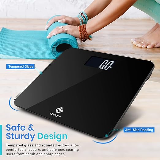 Etekcity Scale for Body Weight, Bathroom Digital Weighing Machine, Extra Wide Platform, High Capacity, Accurate and Safe, Large Backlit LCD Display, 440 lb, Tempered Glass (Pack of 5)