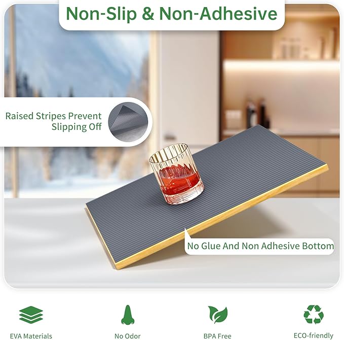 Shelf and Drawer Liner for Kitchen Cabinet, Non-Adhesive 24in x 120in Waterproof Durable Thickened EVA Material Easy-to-Cut Contact Paper Non Slip Mat for Refrigerator, Cupboard, Dresser
