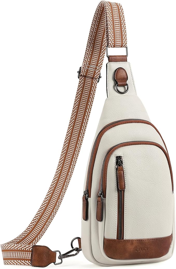 CLUCI Crossbody Bags for Women Men, Leather Sling Bag Cross Body Backpack, Unique Birthday Gifts for Women