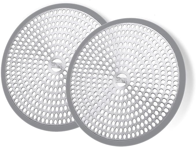 LEKEYE Shower Hair Catcher Drain Protector Strainer - Steel & Silicone 2 Pack