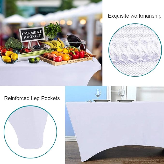 RELIANCER 1 Pack Stretch Spandex Table Covers for Rectangular Tables, 4FT Elastic Fitted Tablecloth, Universal Rectangular Table Cloth Protector for Outdoor Party, Wedding, Bar, Birthday, Banquet, Events