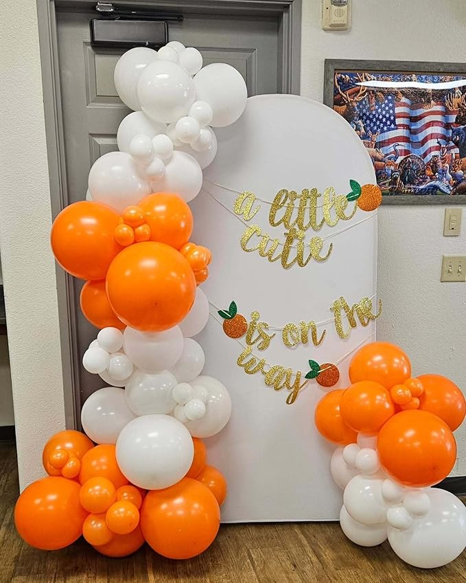 Orange and White Balloon Arch Kit, ADOINBY 140Pcs White and Orange Balloons Confetti Balloon 18 12 10 5 Inch Different Size Balloons for Baby Shower Halloween Birthday Anniversary Party Decoration