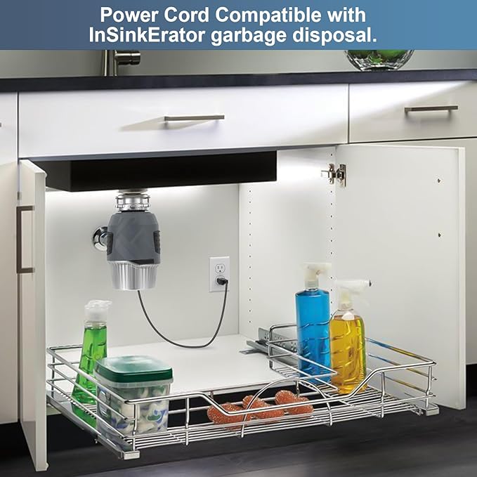 Power Cord Compatible with insinkerator Garbage Disposal 3.8Foot Power Cord for EZ Connect Power and Advanced Series Continuous Feed Food Waste Disposer Models, Compatible with CRD-EZ