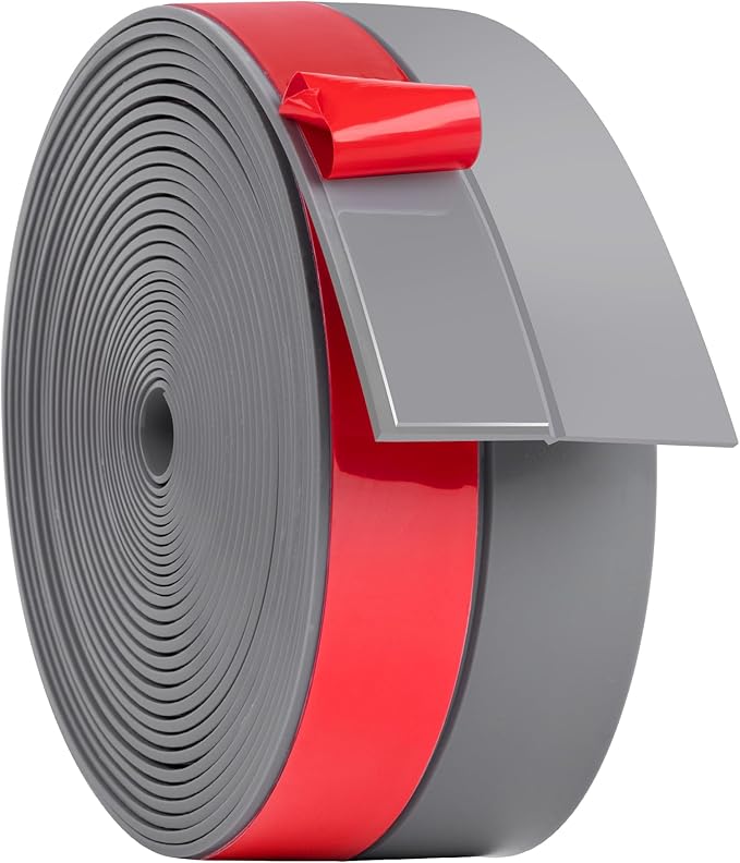 ToLanbbt Weather Stripping Silicone Door Seal Strip 2 in x 40 ft Door Draft Stopper Self Adhesive Door Draft Tape, Side & Bottom Gaps Insulation Strip for Glass Shower Door Sliding Door Window, Gray