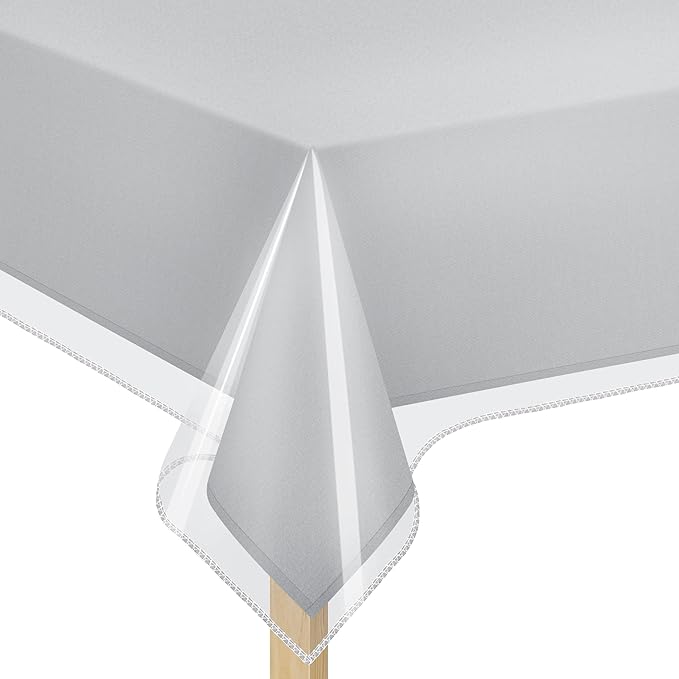 Elaine Karen Clear Plastic Table Cover Protector 100% Waterproof Table Protector Crystal Clear Plastic Tablecloth Cover for Dining Table Heavy Duty Vinyl, 60" Round