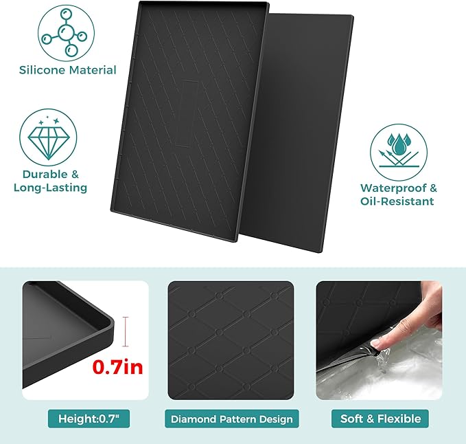 URMONA 31" x 19" Waterproof Silicone Mat in Multiple Sizes & Colors, Under Sink Mat for Kitchen & Bathroom, Pet Food Pad for Dogs & Cats, Kitchen Cabinet Liner, Multi-Purpose for Storage(Khaki)