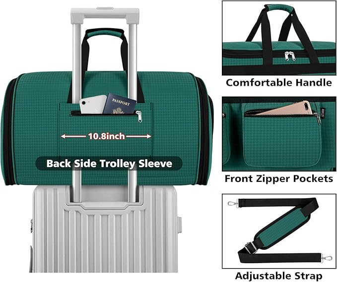 Convertible Garment Duffel Bags for Travel - Carry-on Garment Duffle with Toiletry Bag Storage Bag, Large Travel Duffel Bag, 2-in-1 Hanging Suit Bag, Weekender Bag for Men and Women, 3-Piece Set