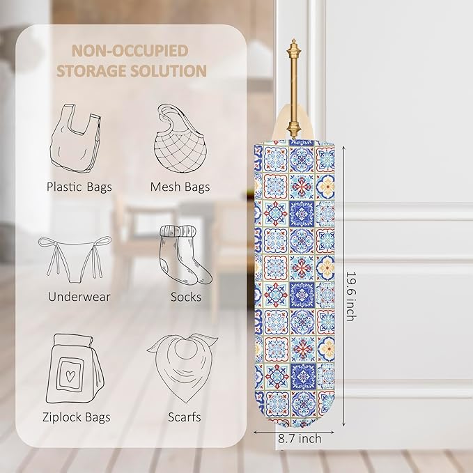 Plastic Bag Holder, Wall Mount Grocery Bag Organizer for Plastic Bags, Reusable Grocery Bag Organizer for Home Kitchen Pantry Decor (D)