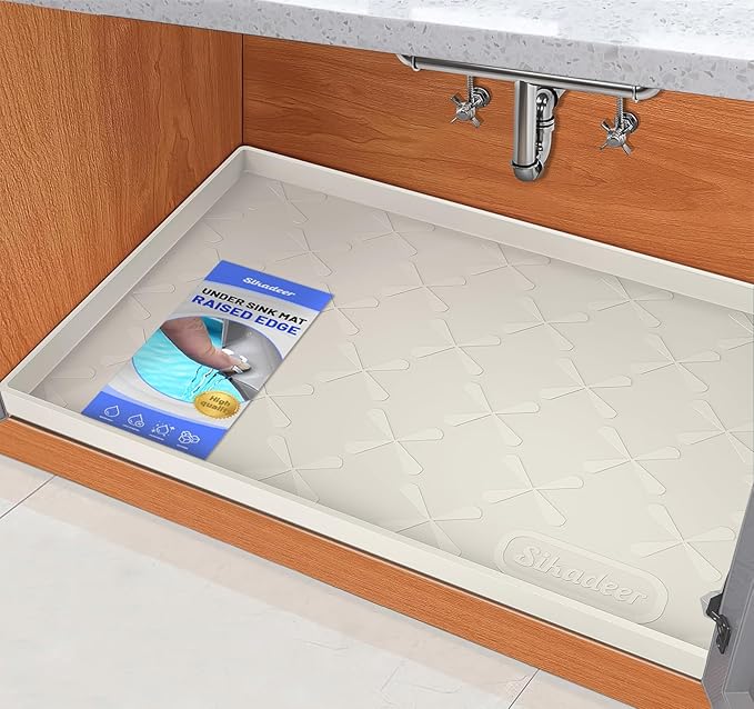 SIKADEER 40" x 22" Under Sink Mat Waterproof, Silicone Mat Kitchen Drawer Shelf and Cabinet Liner, Sink Protector for Kitchen Organizers and Storage, Boot Tray Pet Food Mats