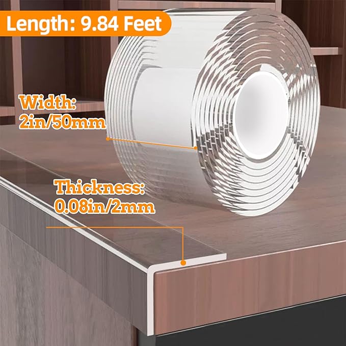 Clear Soft Corner Protectors for Furniture Strip, 2 in x 9.84 FT, Sharp Edge & Table Bumper, Window Edge, Wall Protector, Soft Corner Guards Safe for Proof, Table Corner Protectors for Families