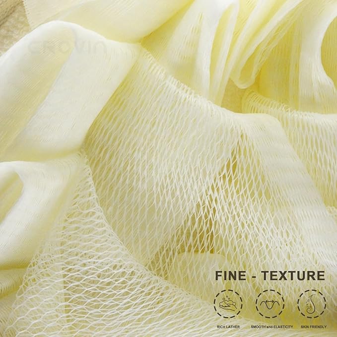 Bath Puff Shower Sponge - Premium Large 5x7 Exfoliating Pouf Mesh Sponge - 2 Count Loofahs Shower Scrubber for Men and Women-Elastic Hand Strap Body Scrub to Soothe, Cleanse Your Body