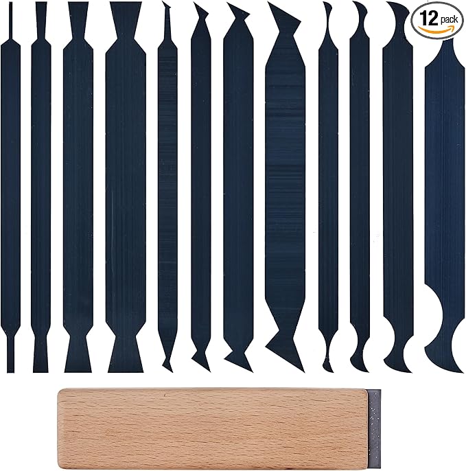New Cabinet Scraper Cards and Cabinet Scraper Burnisher with 12 Piece Multi-Shaped Scraper Set Suitable for Various Small space and Small-Sized Tasks(HTCSCS13)