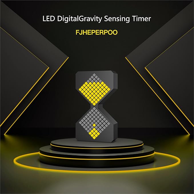 LED Digital Hourglass Timer, FJHEPERPOO 1-30 Minutes Sand Time Can Set Any Minute, A Sensory Toy for Relaxation, DIY Electronic Timer for Kitchen, Room Home Decor (Black)