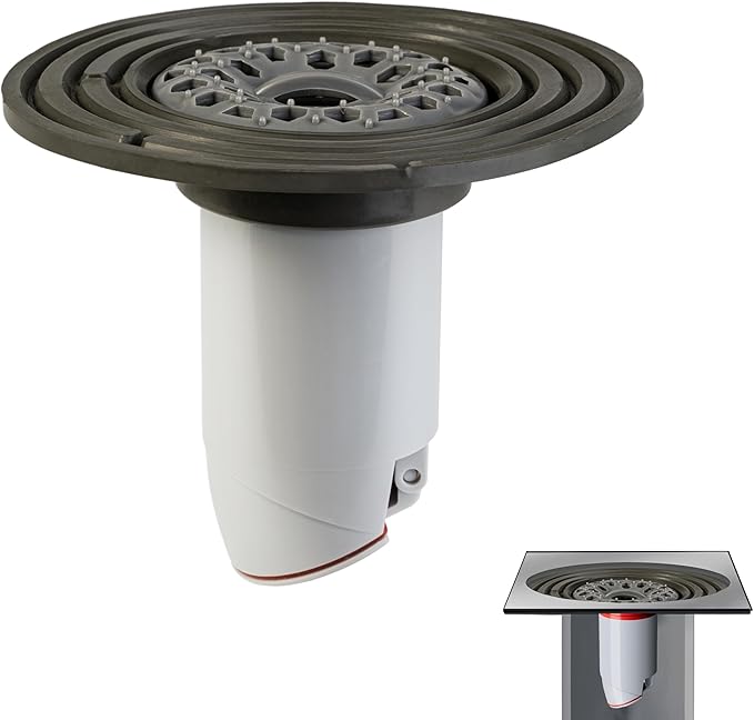 Odor-Proof Shower Drain Plug - Backflow Preventer with Magnetic Closure Valve, Hair Catcher, and Silicone Reducer Ring, Fits 1.9''-3.9'' ID Drains, Sewers, and Pipes