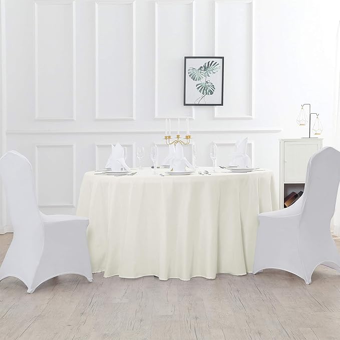 Cupuamon 70 inch Round Tablecloth Washable Polyester Table Cloth Decorative Table Cover for Wedding Party Dining Banquet (70 inch, Ivory)