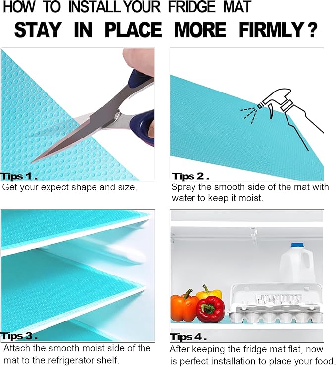 16 Pcs Refrigerator Liners Mats Washable, Refrigerator Mats Liner Waterproof Oilproof, Shinywear Fridge Liners for Shelves, Cover Pads for Freezer Glass Shelf Cupboard Cabinet Drawer (4 Color Mixed)