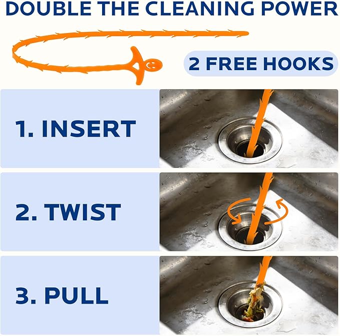 Sink and Drain Cleaner Powder Kit: Fast-Acting Clogged Pipe Opener for Kitchen Bathroom Pipes and Floor Drains - Drain Clog Remover for Routine Home Plumbing Maintenance (5 pack)