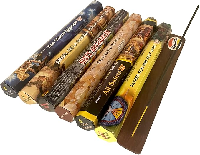 Sreevani Incense Sticks Variety Pack #18 and Incense Stick Holder Bundle Gift Set with 6 Church Fragrances