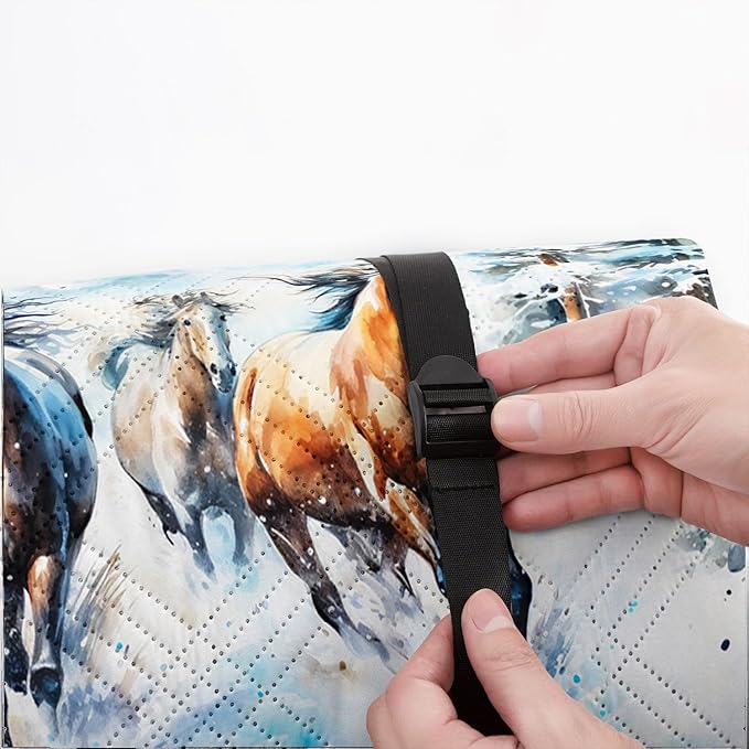 Outdoor Picnic Blanket Portable Ultrasonic Waterproof Picnic 3D Horse Printed Camping Beach Mat for Sand and Wet Grass Hiking (3D Horse S