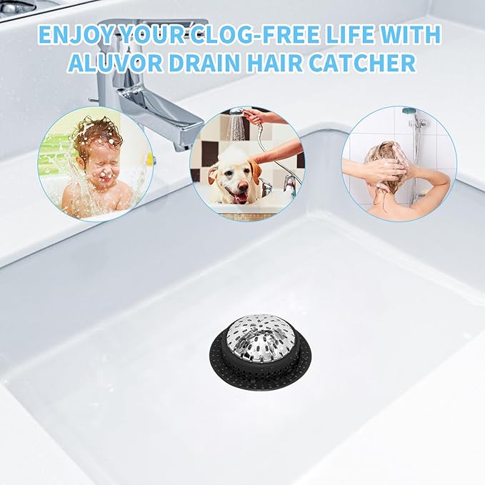 Aluvor Shower Drain Hair Catcher, Shower Drain Cover, Bathtub Drain Hair Catcher for Pop-Up & Regular Drains
