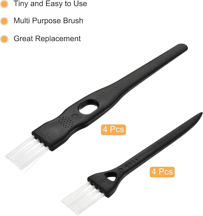 MECCANIXITY Shaver Cleaning Brush Tools with White Nylon Bristles 2 Sizes for Keyboard, Window Track, Vent Outlet, Home, Office, 8 Pack