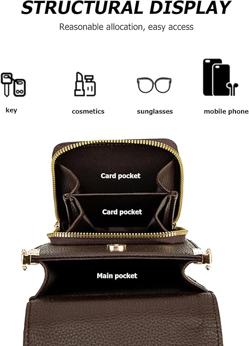 myfriday Small Leather Crossbody Bag for Women with Guitar Strap Mini Crossover Bags & Shoulder Purses with 2 Card Slots
