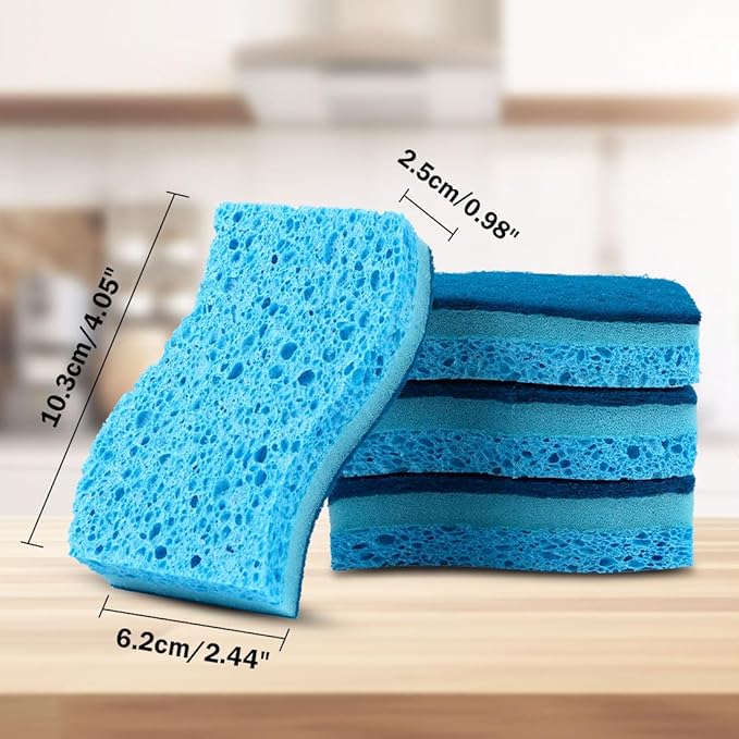 AIDEA Sponges Kitchen, Non-Scratch Scrub Sponge, 24-Count, Sponges for Non-Stick Cookware, Kitchen Sponge for Dishes, Cleans Fast Without Scratching, Cleaning Power for Kitchen, Bathroom, Household